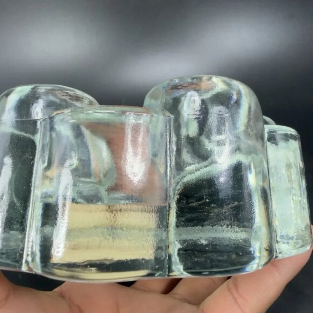 Glas Kunstvoll Gestaltet Heart Design Clear Candle Holder Votive‎ Heavy Germany